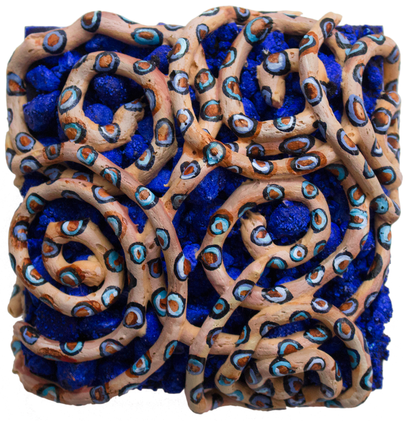 Blue Spot Octopi Infinity Mini, 2020, Ultralight, pumice and dispersions on panel, 6 x 6 x 4.5 inches