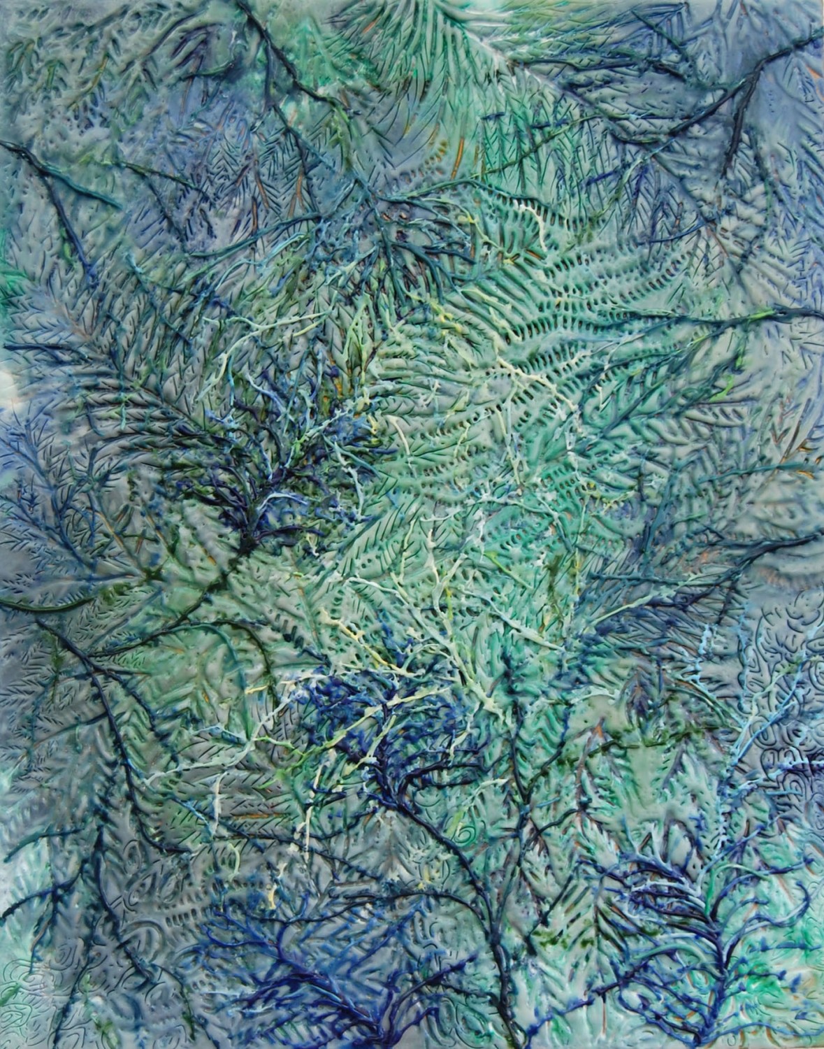 Fern Viscera, 2010, encaustic on panel, 28 x 22 inches, in the collection of the artist