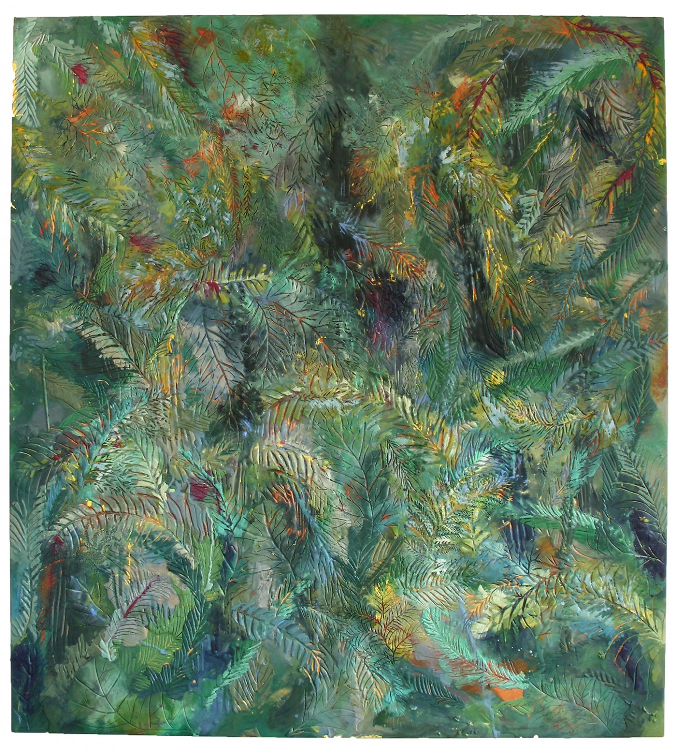 Fossil Forest, 2007, encaustic on panel, 66 x 60 inches