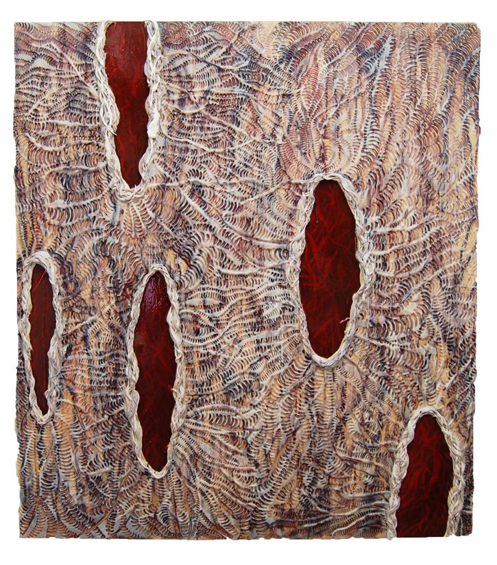 Protozoic Pulse, 2013, Encaustic, Ultralight, urethane, dispersions on panel, 66 x 60 inches