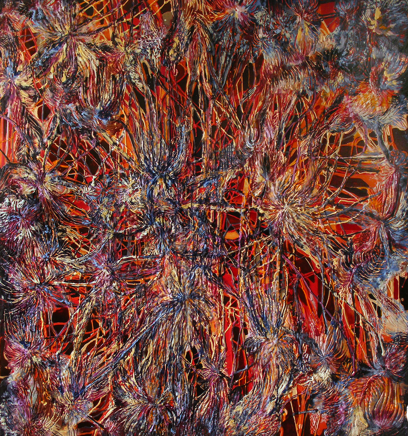 Rampage, 2008, encaustic and urethane on panel, 66 x 60 inches