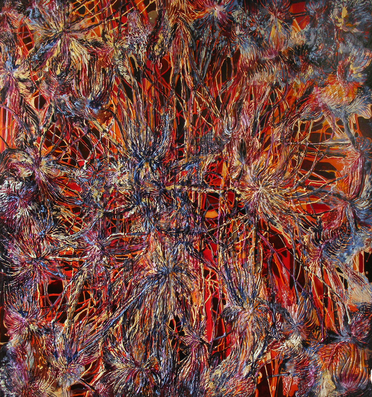Rampage, 2008, encaustic and urethane on panel, 66 x 60 inches