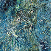 Thistle Denizens, 2010, encaustic on panel, 22 x 28 inches