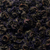 Truss, 2013, Ultralight, pigment dispersions, glass beads and thread on canvas, 8 x 8 inches